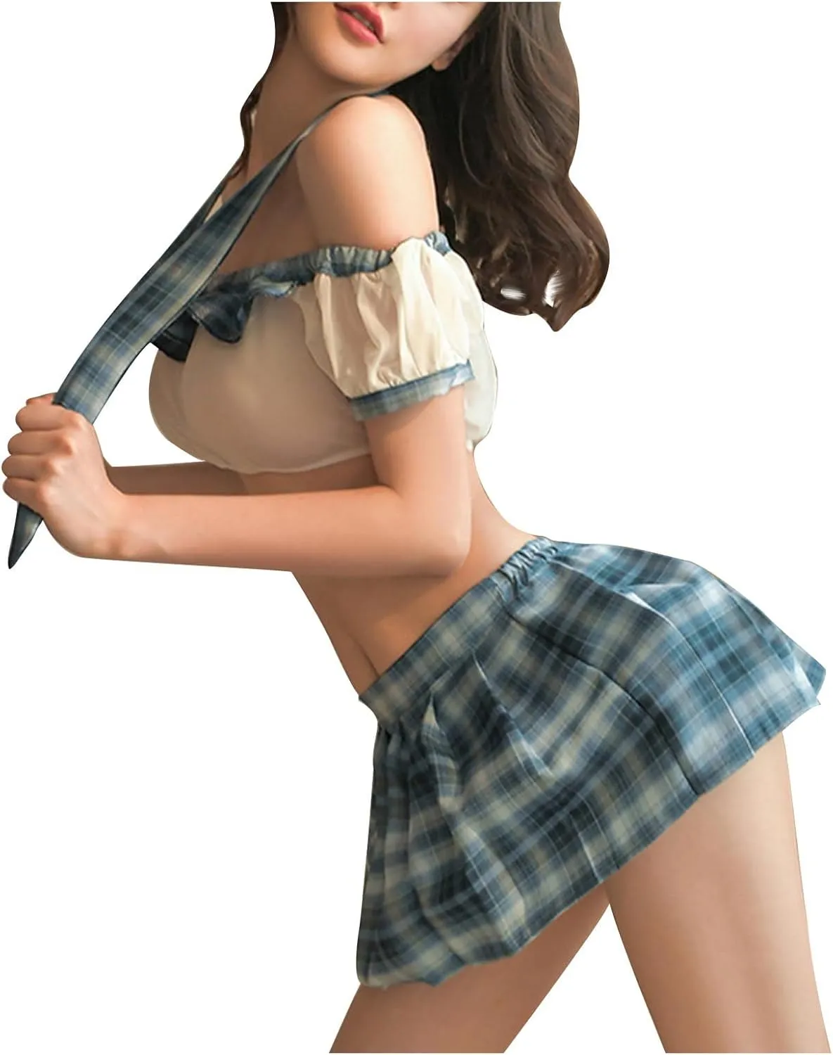 School Girl Lingerie for Women Cosplay Lingerie Set Sexy Roleplay Student Costumes Anime Plaid Mini Skirt Uniform Sets