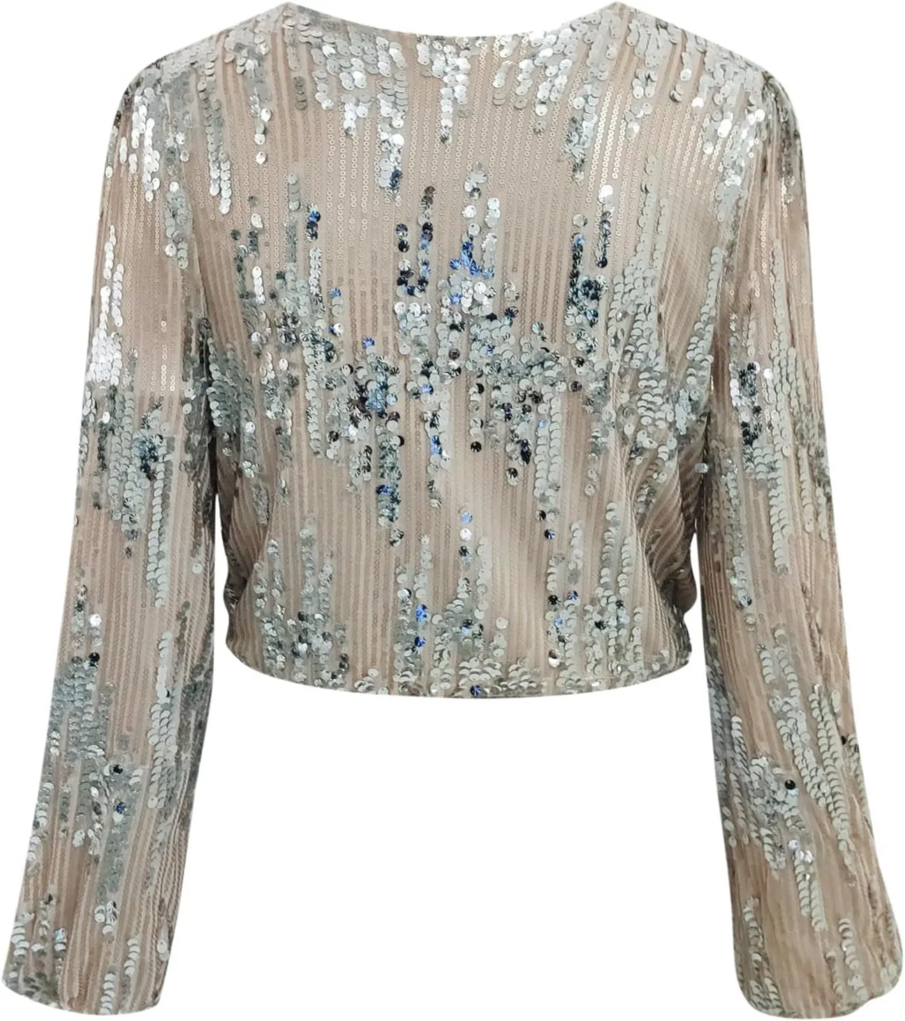 Sequin Tops for Women Sparkly V Neck Long Sleeve Dressy Formal Shirts Loose Glitter Cocktail Blouse Holiday Party Top