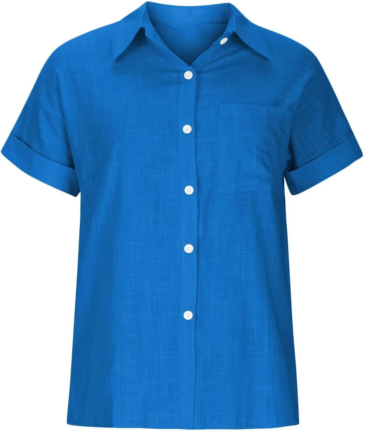 SMIDOW Shirts for Women Trendy Summer 2023 Button Down Linen Tops Plus Size Short Sleeve Collared t-Shirt Work Casual Blouse