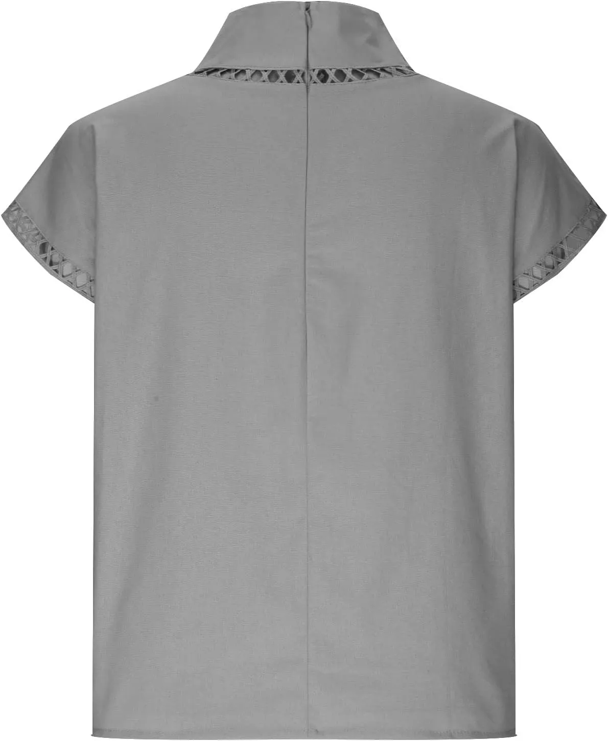 SMIDOW Womens Tops Dressy Casual Spring 2023 Fashion Casp Sleeve Linen Shirts High Neck Eyelet Summer t-Shirt Blouse
