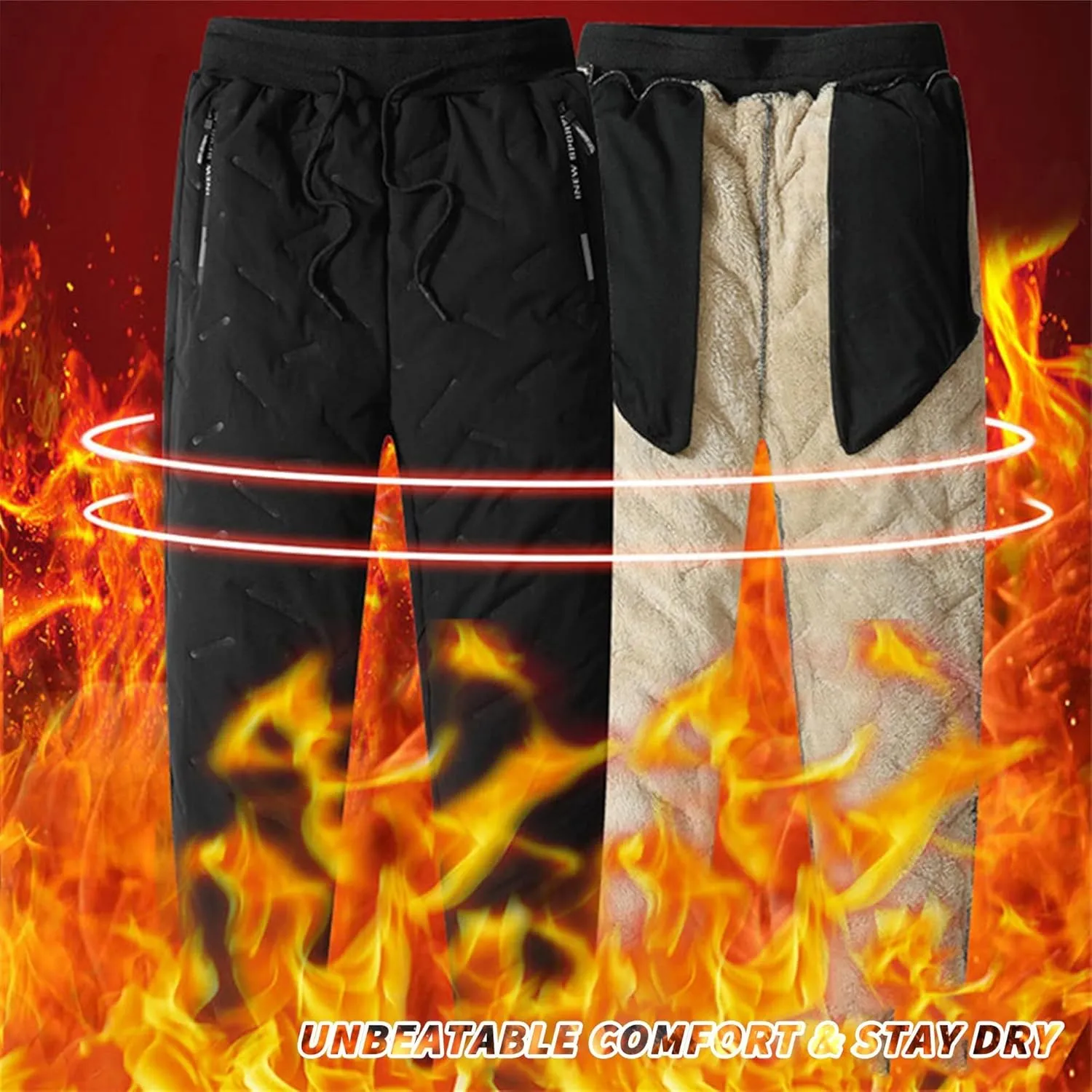 Snow Pants Womens, Fleeceactive-Unisex Fleece-Lined Waterproof Pants, Deniluxe Pants for Men