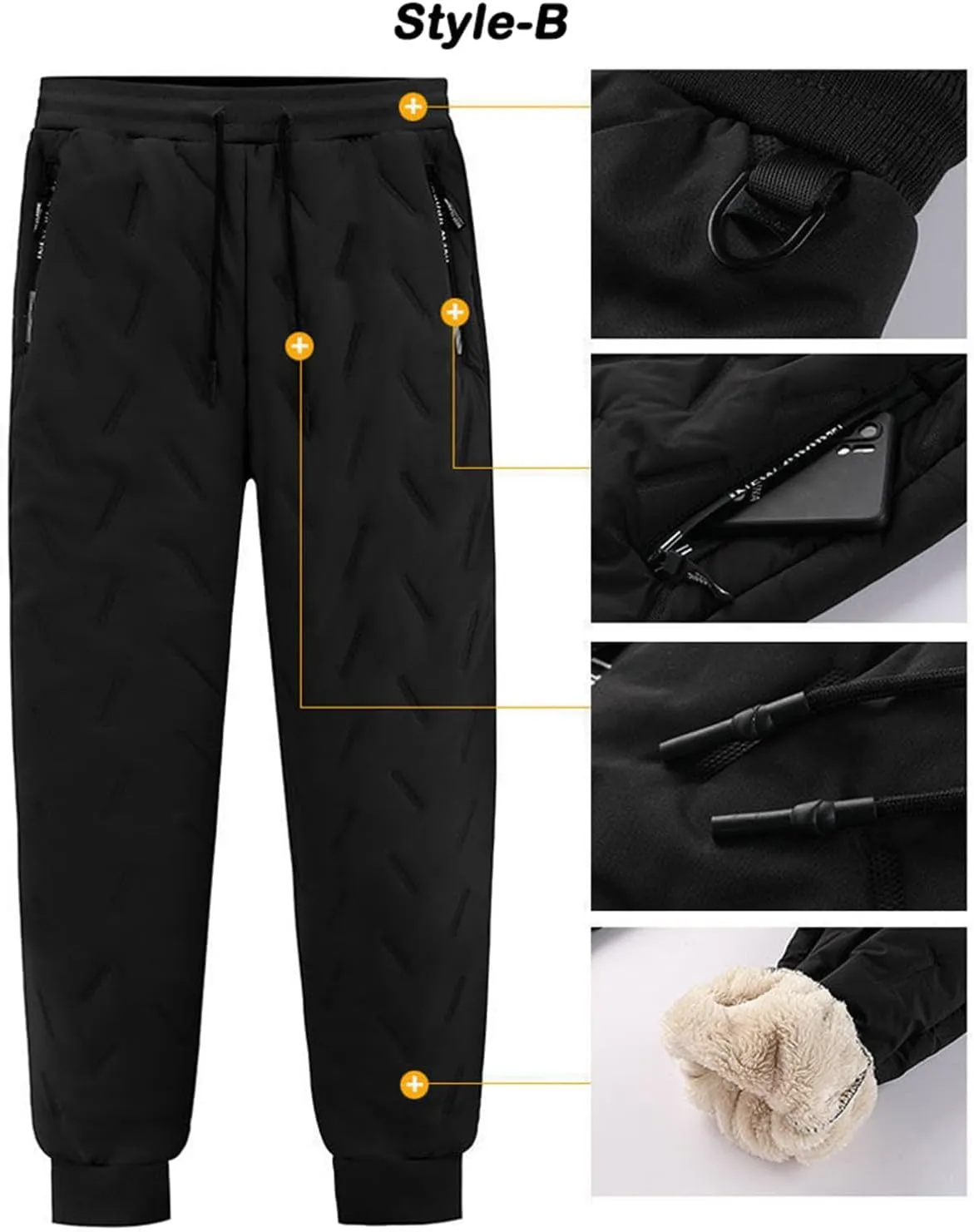 Snow Pants Womens, Fleeceactive-Unisex Fleece-Lined Waterproof Pants, Deniluxe Pants for Men