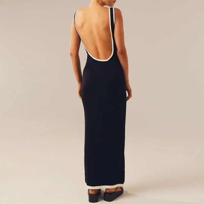 Spaghetti Strap Sleeveless Cut Out Maxi Dress Backless Slim Fit Split Long Dress Halter Night Party Dress Summer Wear