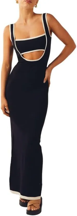 Spaghetti Strap Sleeveless Cut Out Maxi Dress Backless Slim Fit Split Long Dress Halter Night Party Dress Summer Wear
