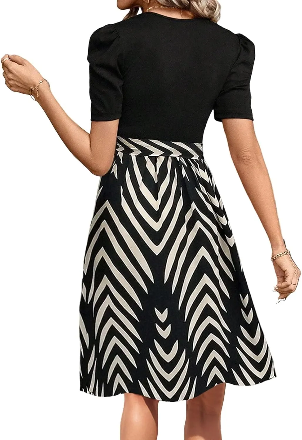 Summer Dresses for Women 2025 Floral Print Wrap Short Sleeve Maxi Dress Patchwork Ruffle Hem A Line Dress