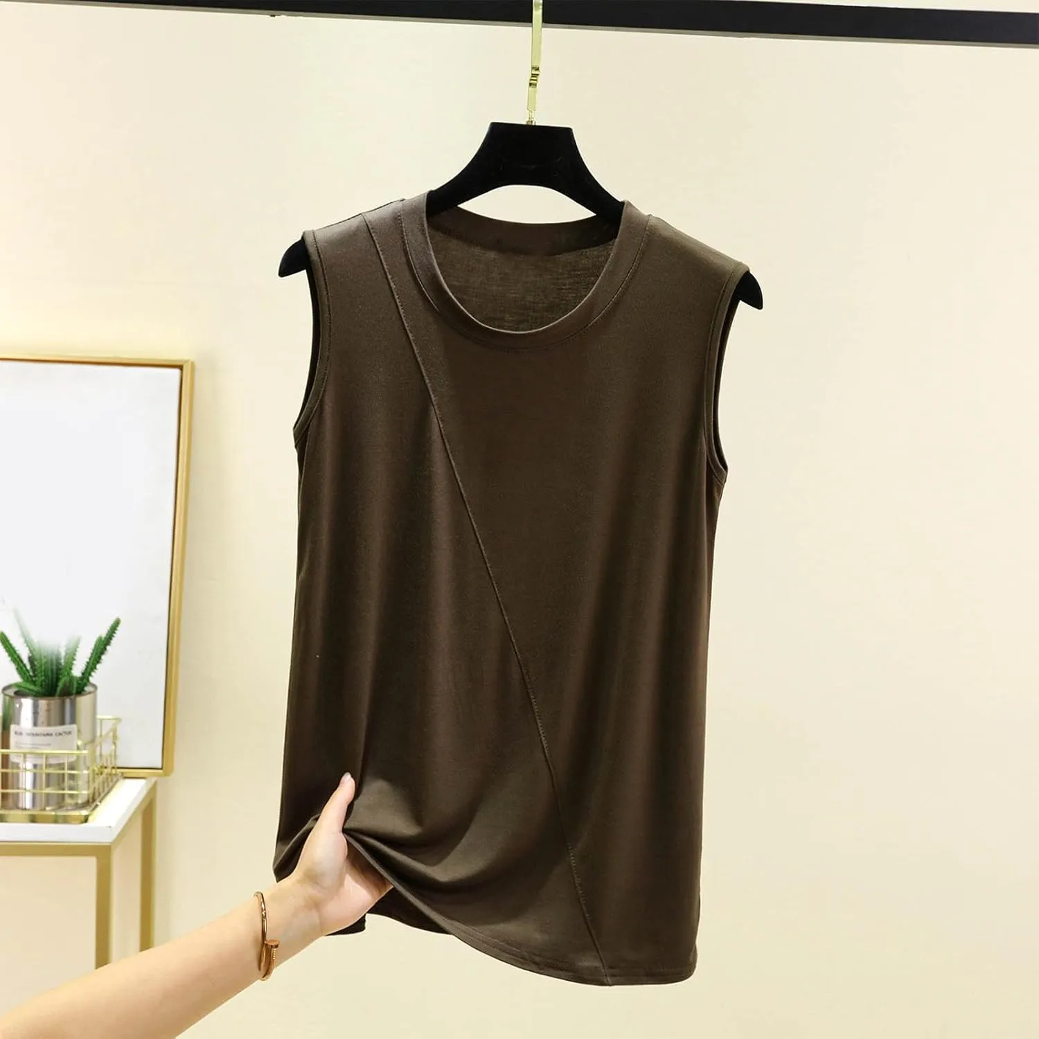 Summer Tank Tops for Women Solid Fashion Crewneck Sleeveless Blouse Casual Loose Fit Athletic Quick Dry Tee Shirts