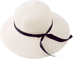 Sun Hat Bow Hat Visor Temperament Flat Hats Women's Sea Beach Vacation Leisure Sunscreen Hat(E)