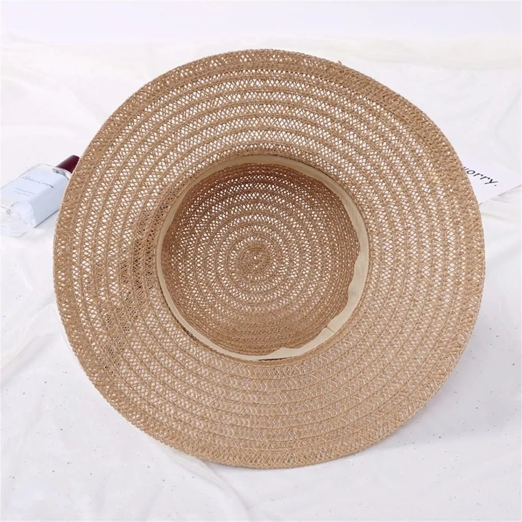 Sun Hat Bow Hat Visor Temperament Flat Hats Women's Sea Beach Vacation Leisure Sunscreen Hat(E)