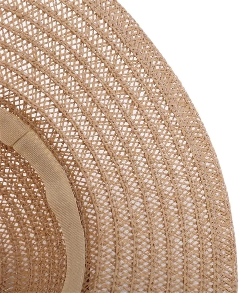 Sun Hat Bow Hat Visor Temperament Flat Hats Women's Sea Beach Vacation Leisure Sunscreen Hat(E)