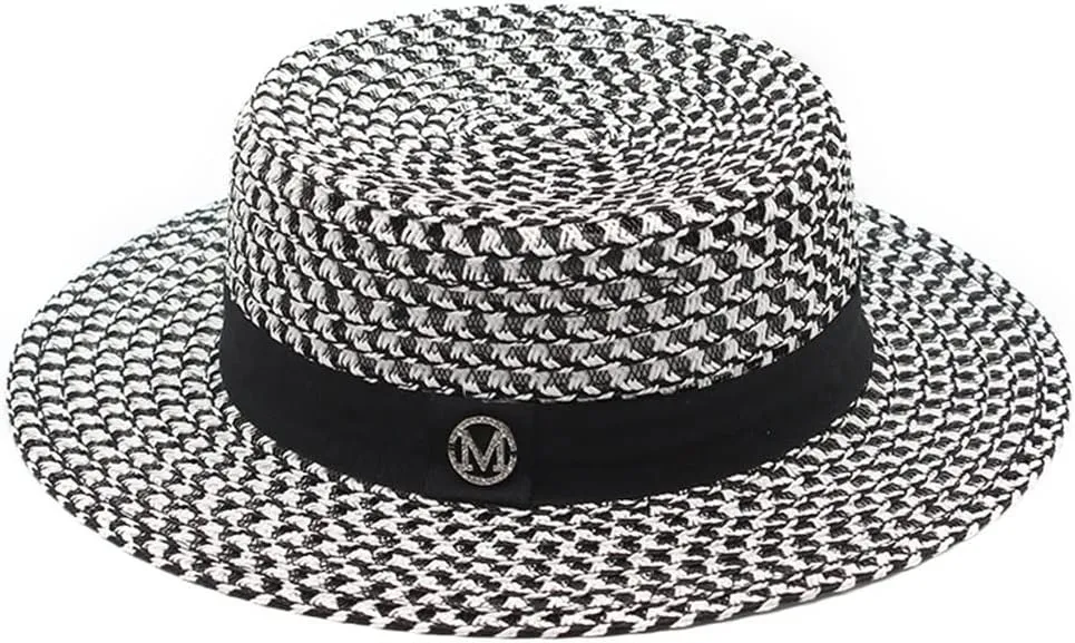 Sun Hat Letter M Temperament Flat Panama Women's Sea Beach Vacation Leisure Sunscreen Hat