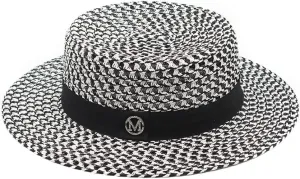 Sun Hat Letter M Temperament Flat Panama Women's Sea Beach Vacation Leisure Sunscreen Hat