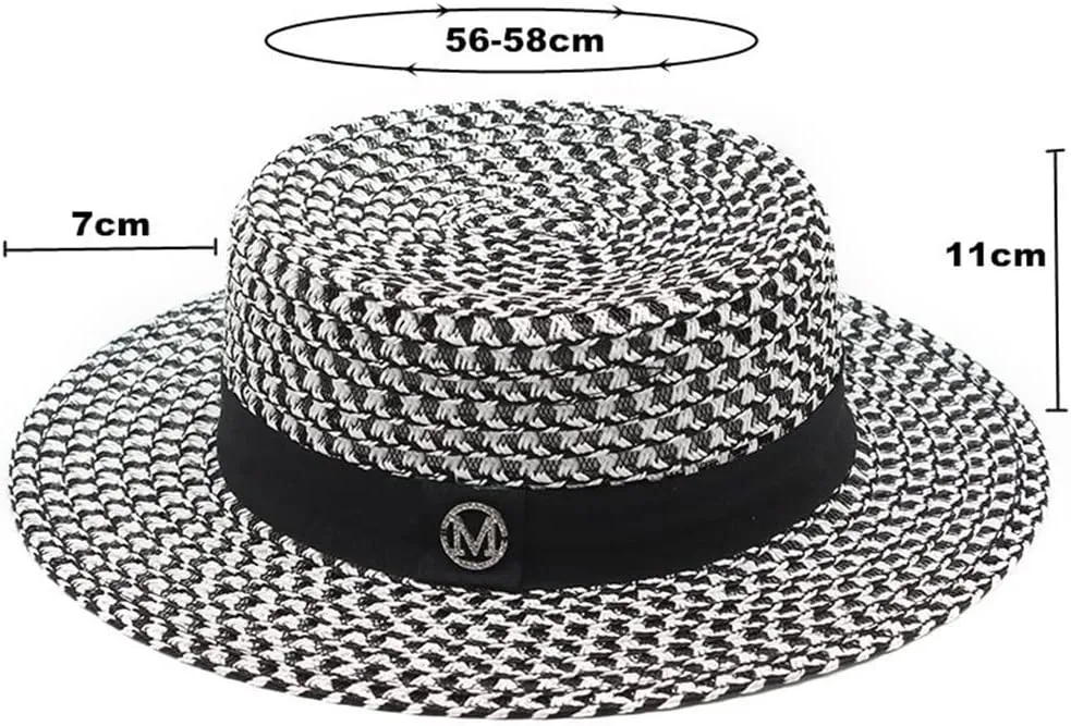 Sun Hat Letter M Temperament Flat Panama Women's Sea Beach Vacation Leisure Sunscreen Hat