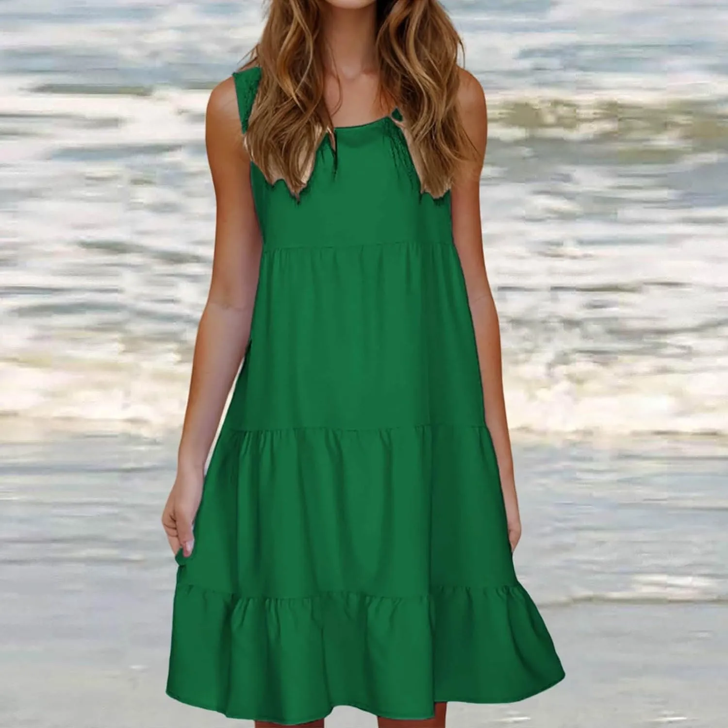 Sundresses for Women Casual Beach Vacation Sleeveless Resort Wear Tropical Summer Tank Dress Cocktail Dresses