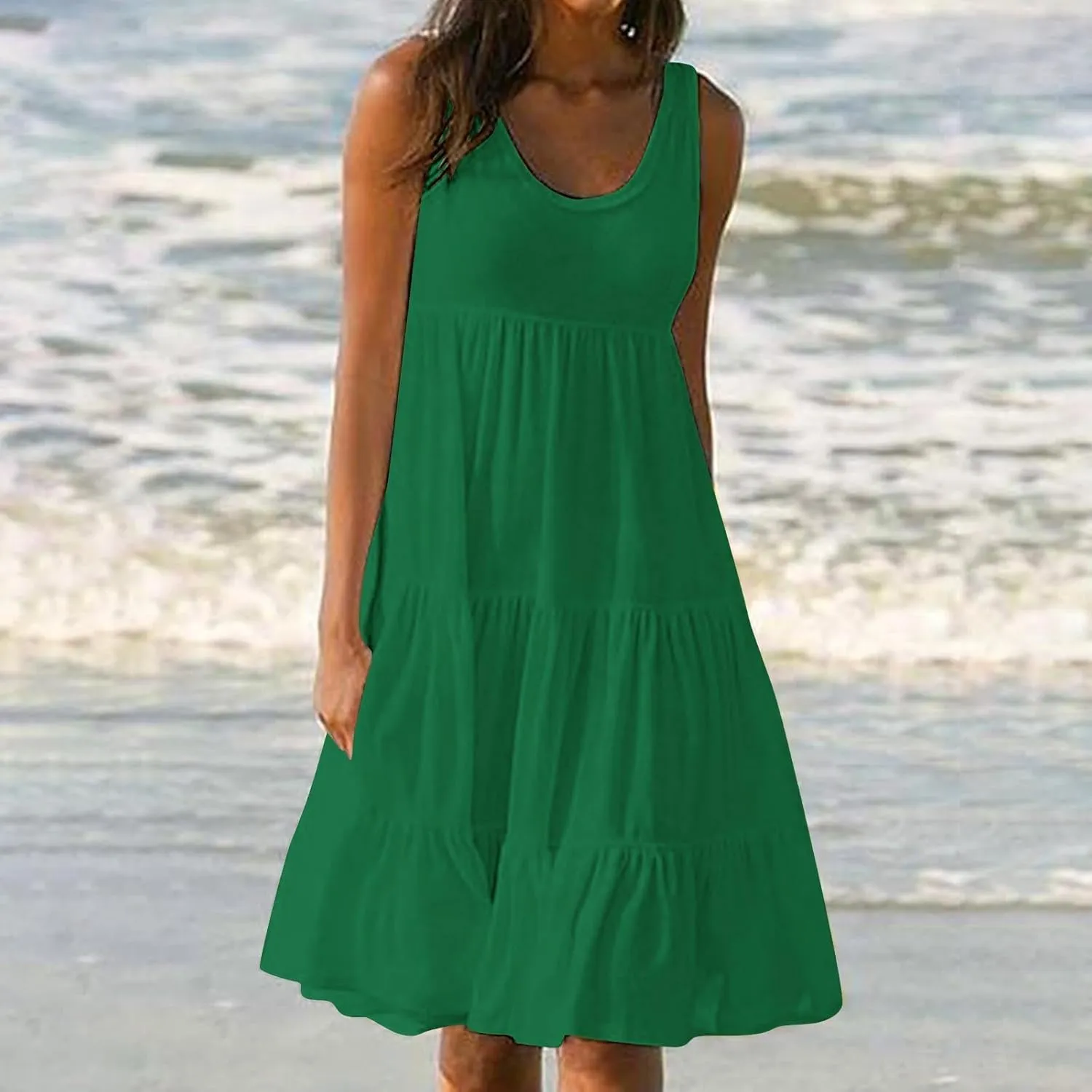Sundresses for Women Casual Beach Vacation Sleeveless Resort Wear Tropical Summer Tank Dress Cocktail Dresses