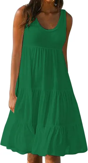 Sundresses for Women Casual Beach Vacation Sleeveless Resort Wear Tropical Summer Tank Dress Cocktail Dresses