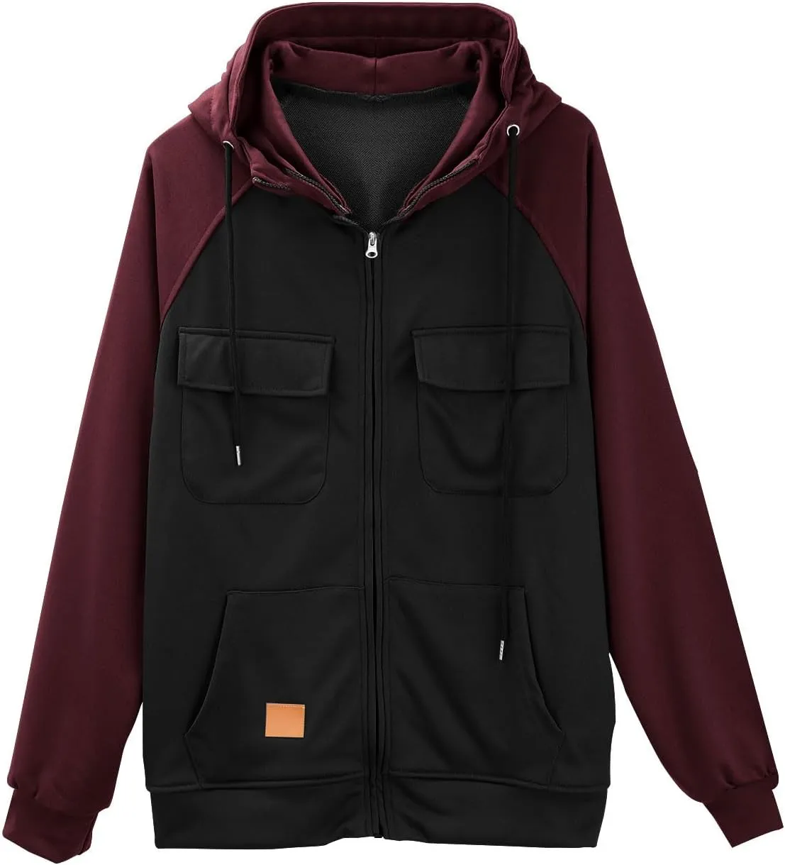 Tactical Hoodies for Men Fall Winter Vintage Hoodie Drawstring Hooded Sweatshirt Zip Up Coat Jacket with Pockets