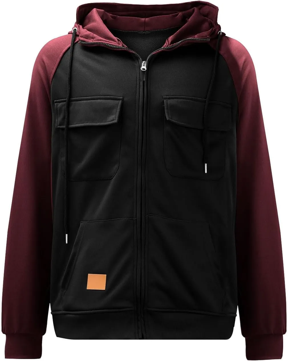 Tactical Hoodies for Men Fall Winter Vintage Hoodie Drawstring Hooded Sweatshirt Zip Up Coat Jacket with Pockets
