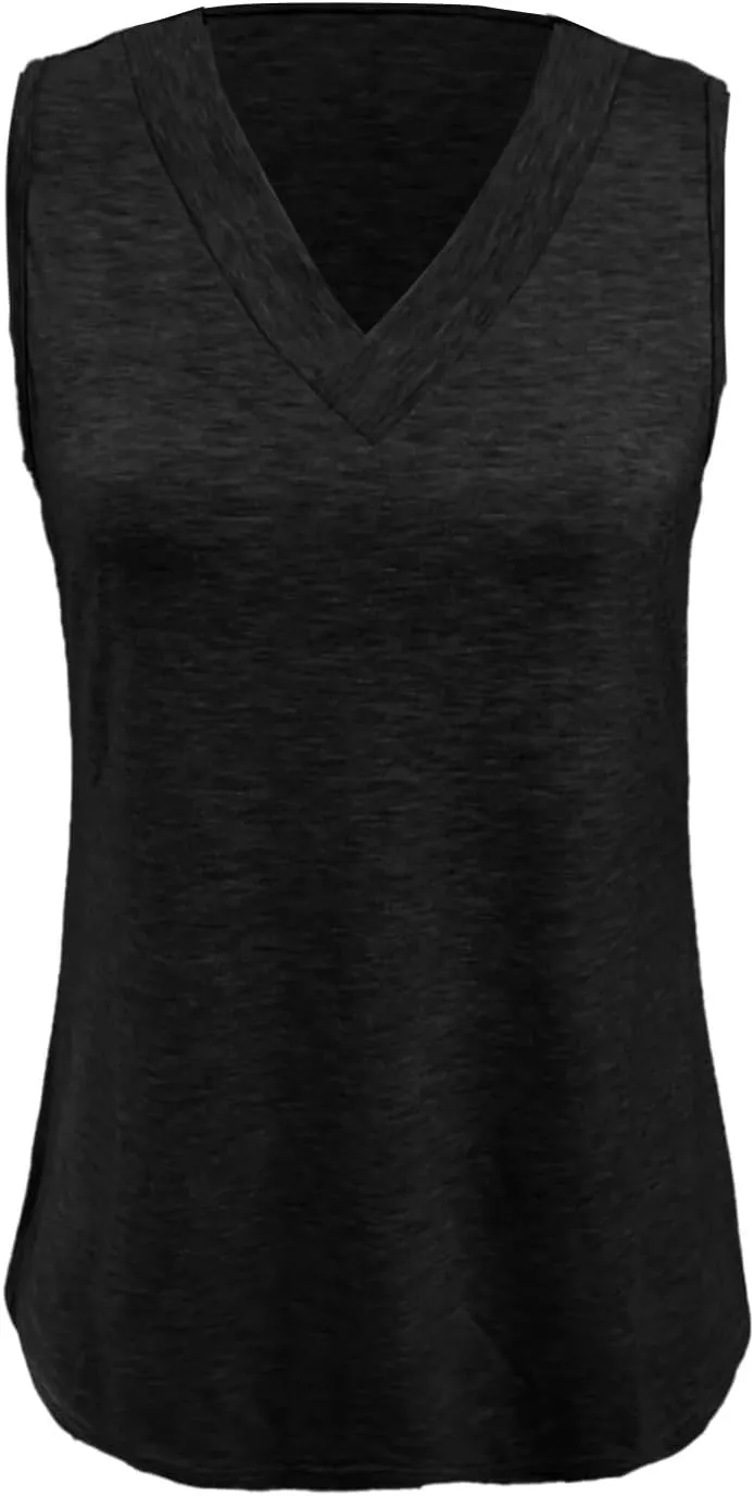Tank Top for Women Summer Outfits V Neck T-Shirts Comfy Sleeveless Beach Vacation Clothes Fashion Outfits