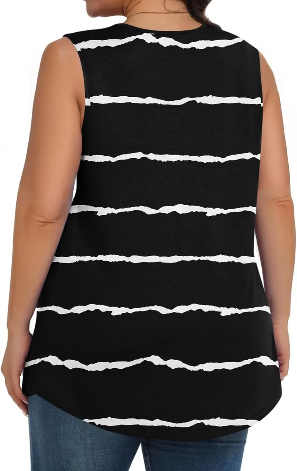 Tank Top for Women's Plus Size Floral Printed Sleeveless Tops Loose Fit Casual Pleated Crewneck Blouses Trendy Tshirts