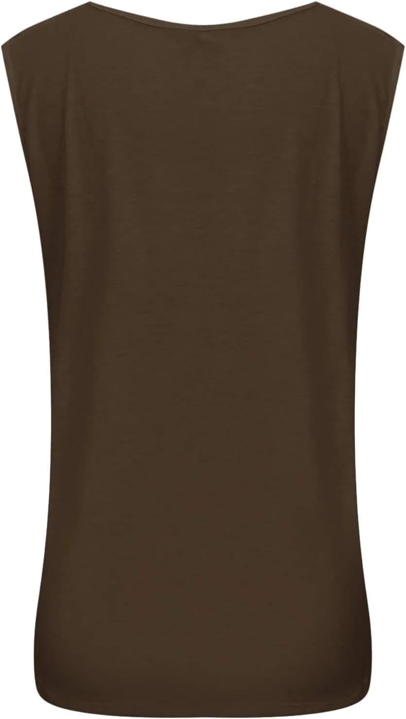 Tank Tops for Women 2025 Trendy Summer Sleeveless Tshirt Casual Vacation Solid Blouse Plus Size Loose Tees