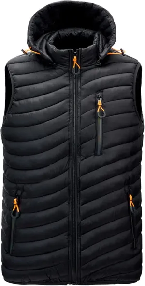 Thatrich Mens Quilted Puffer Vest Lightweight Sleeveless Zip Up Hooded Jackets Casual Stand Collar Vests Winter Outdoor Wear