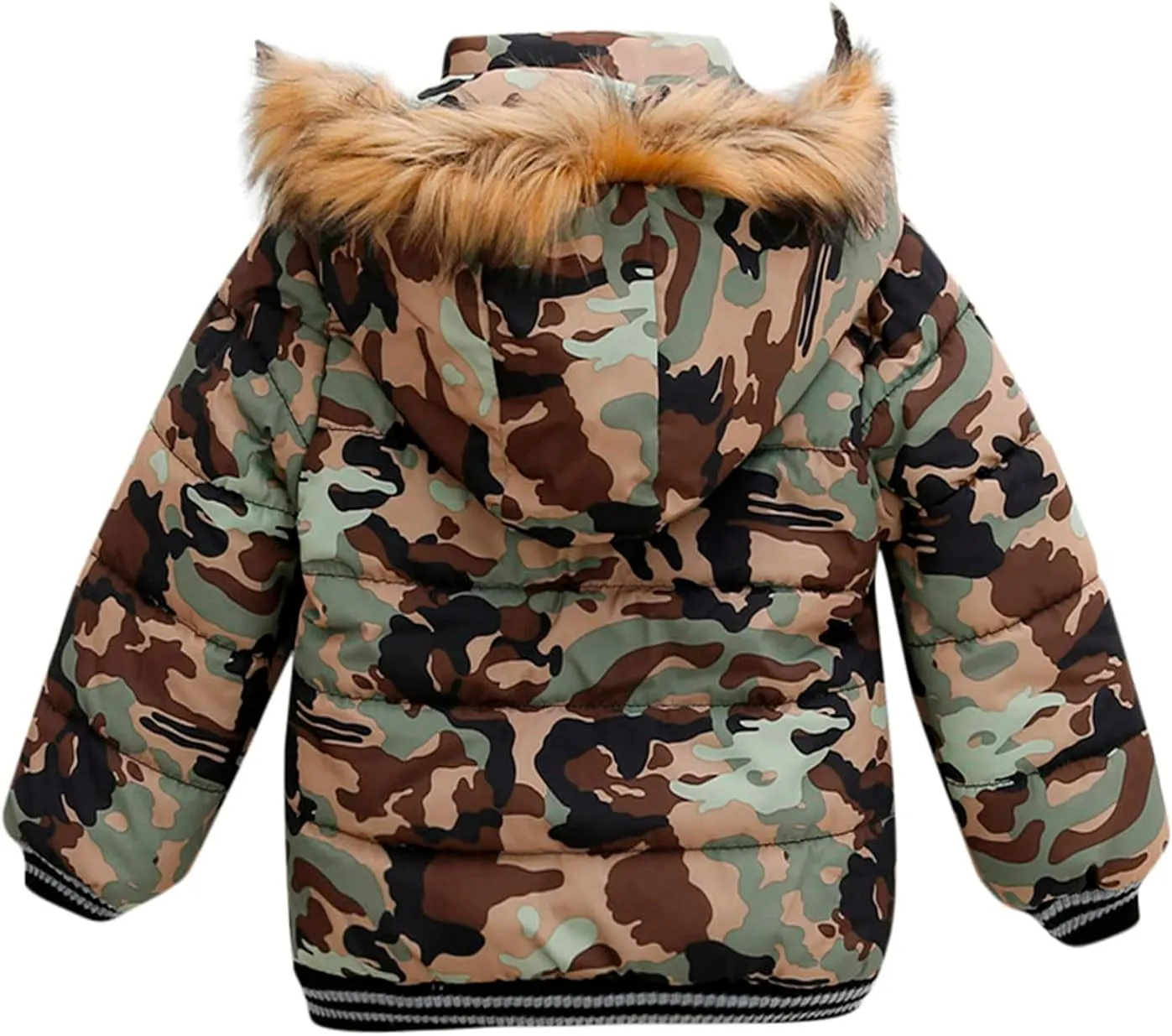 Toddler's Winter Parka Coat Fu𝐫 Collar Hood Fleece Lined Puffer Jacket Thicken Padded Down Coat Boy Snow Jacket
