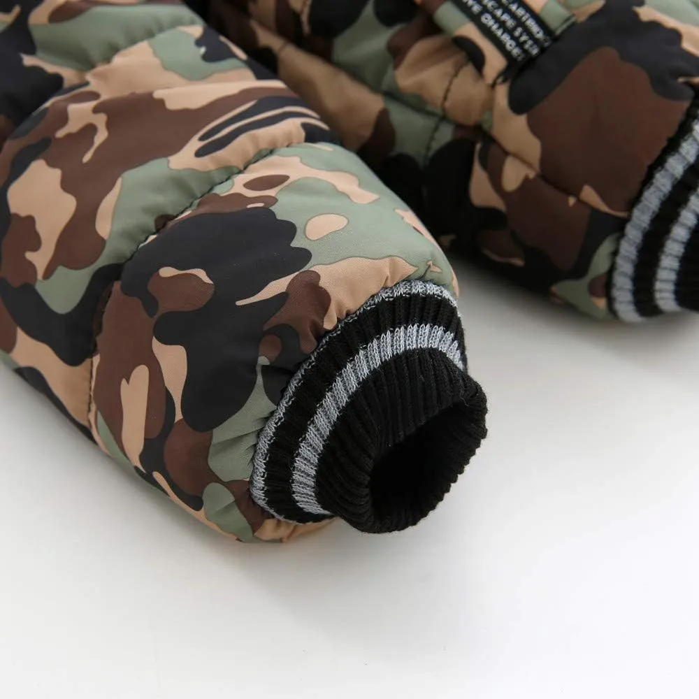 Toddler's Winter Parka Coat Fu𝐫 Collar Hood Fleece Lined Puffer Jacket Thicken Padded Down Coat Boy Snow Jacket