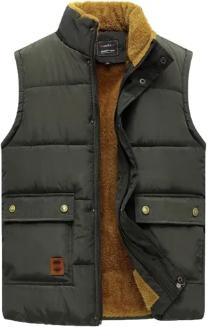 Vest For Men And Winter Fashion Casual Zipper Collar Pocket Hooded Sleeveless Cotton Padded Jacket Vest Top Mens