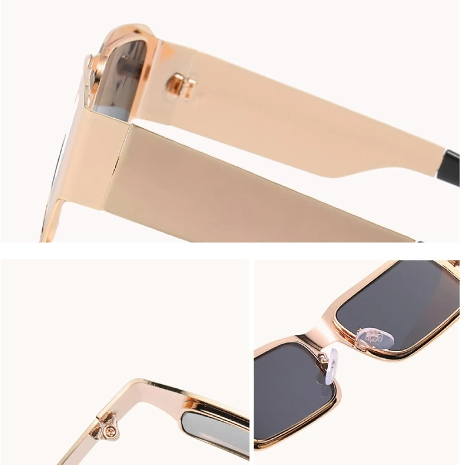 Vintage Small Rectangle Metal Frame Sunglasses Women and Men Fashion Trend Street Photography Sun Glasses Uv400
