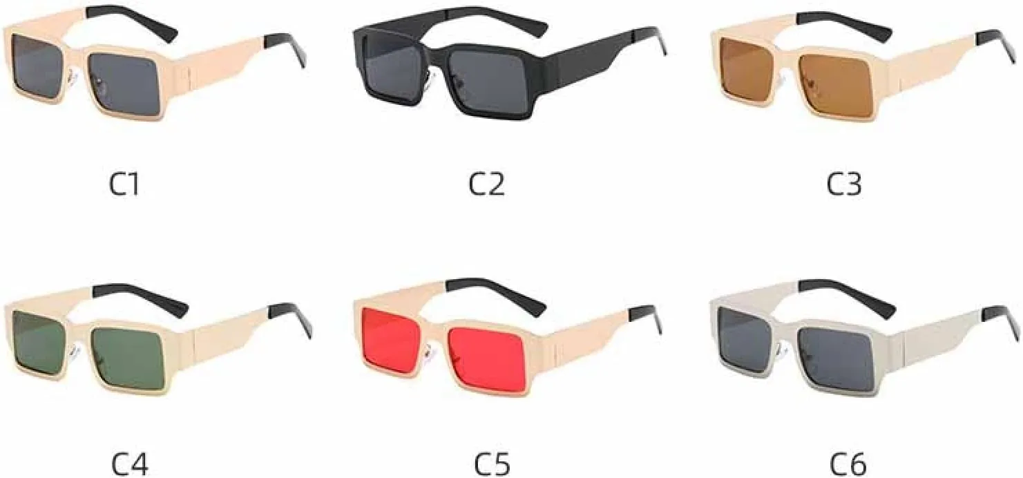 Vintage Small Rectangle Metal Frame Sunglasses Women and Men Fashion Trend Street Photography Sun Glasses Uv400