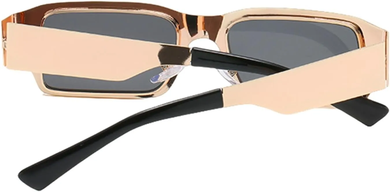 Vintage Small Rectangle Metal Frame Sunglasses Women and Men Fashion Trend Street Photography Sun Glasses Uv400