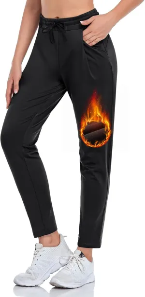 VUTRU Women Winter Fleece Lined Open Botton Pants Sweatpants Joggers Pants Workout Lounge Pants Running Track Pants Pocket