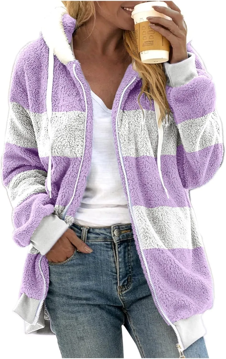 Wangxldd Ladies Fashion Casual Cardigan Sweaters Long Sleeve Zip Up Breathable Solid Hoodies Outerwear Coat Outerwear Coats