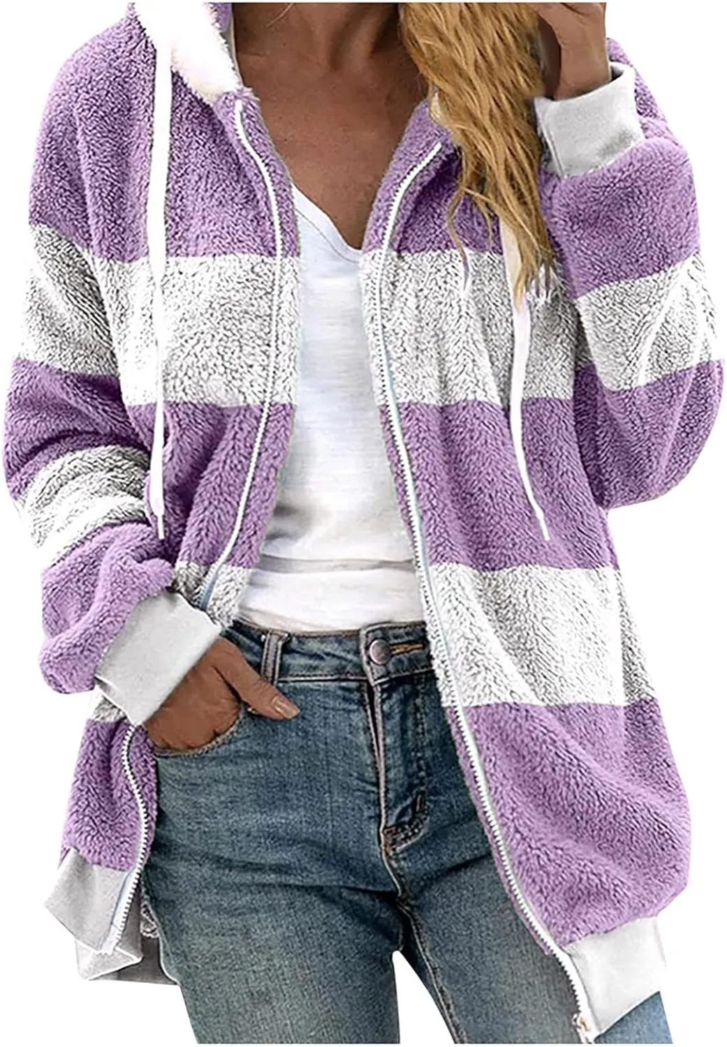 Wangxldd Ladies Fashion Casual Cardigan Sweaters Long Sleeve Zip Up Breathable Solid Hoodies Outerwear Coat Outerwear Coats