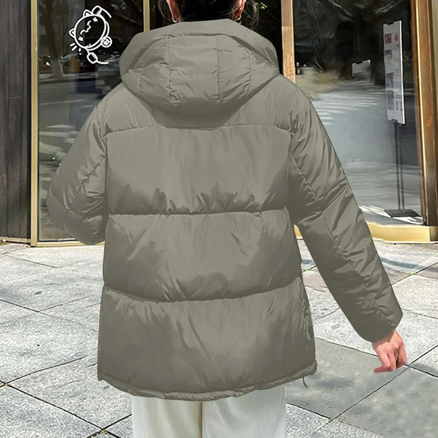 Warm Winter Coats for Women 2025 Trendy Loose Hooded Puffer Jacket Down Coat Puffy Wadded Jackets Overcoat