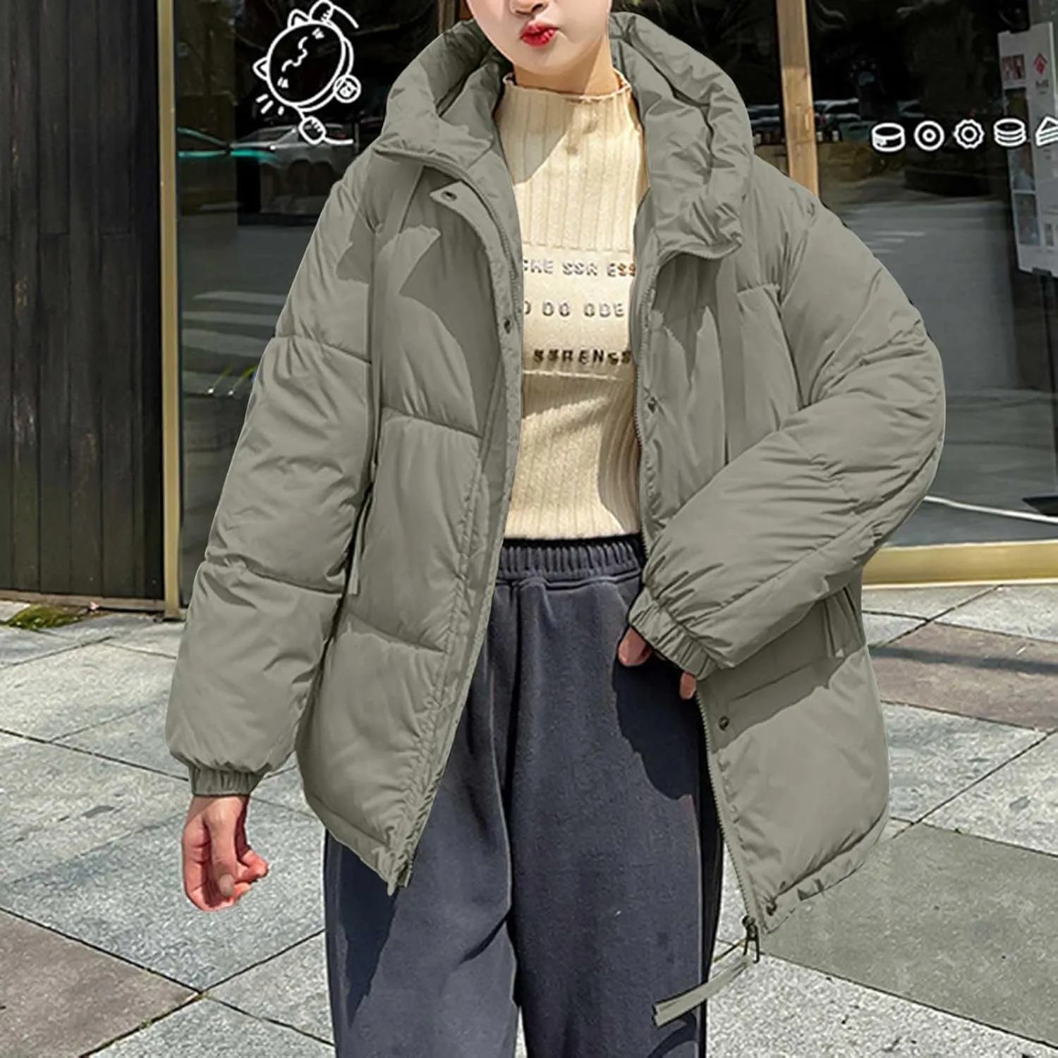 Warm Winter Coats for Women 2025 Trendy Loose Hooded Puffer Jacket Down Coat Puffy Wadded Jackets Overcoat