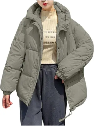 Warm Winter Coats for Women 2025 Trendy Loose Hooded Puffer Jacket Down Coat Puffy Wadded Jackets Overcoat
