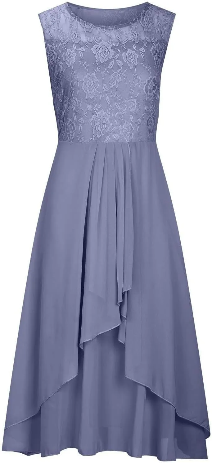 Wedding Guest Dress for Women Sleeveless Lace Chiffon Flowy Maxi Dresses 2025 Mother of The Bride Clothes