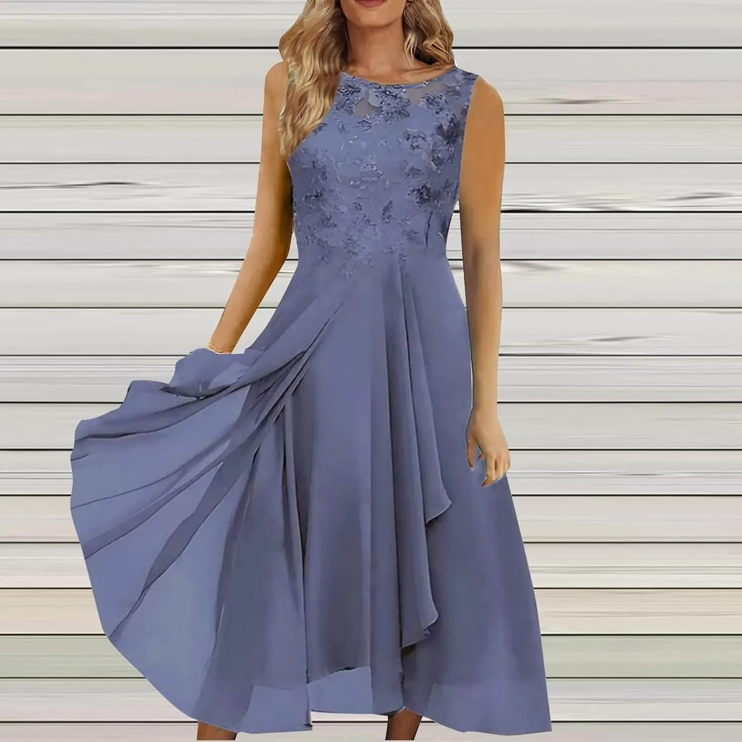 Wedding Guest Dress for Women Sleeveless Lace Chiffon Flowy Maxi Dresses 2025 Mother of The Bride Clothes