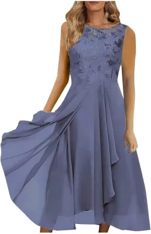 Wedding Guest Dress for Women Sleeveless Lace Chiffon Flowy Maxi Dresses 2025 Mother of The Bride Clothes