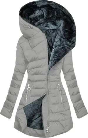 Winter Coats for Women Fleece Lined Warm Down Coats Waterproof Thicken Hooded Zipper Pockets Fashion Puffer Jackets