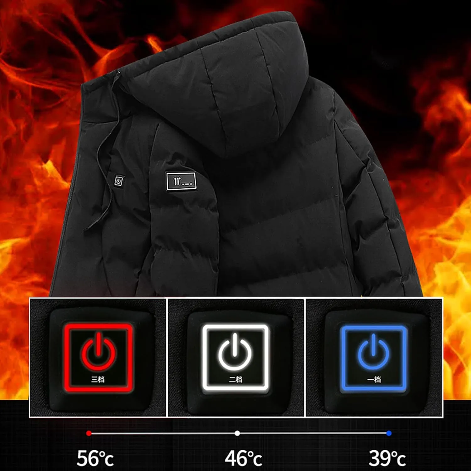 Winter Coats for Women Hooded Heated Puffer Jacket Casual Long Sleeve Heating Pocket Outwear 2024 Fashion Warm Outfits