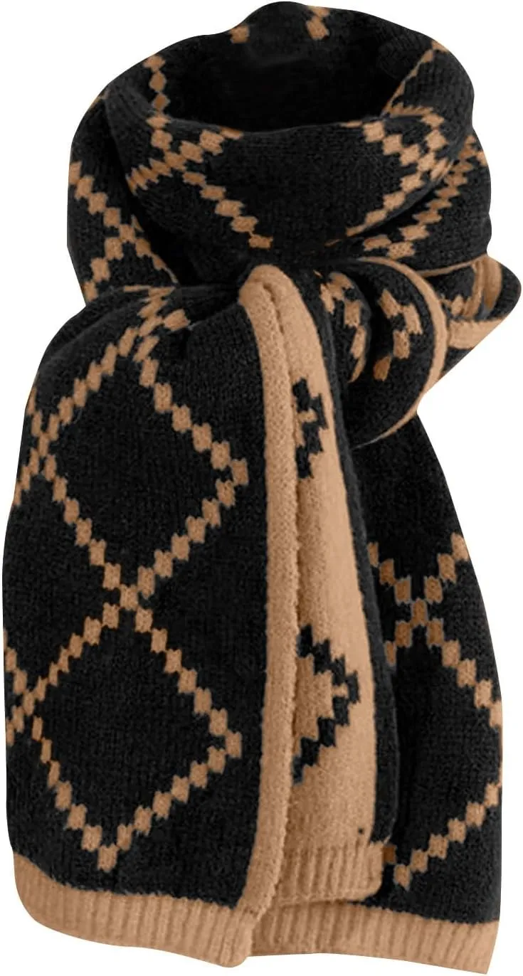 Winter Knitted Scarfs for Women Cashmere Feel Plaid Scarf, Long Blanket Scarf, Fall Winter Pashmina Shawls and Wraps