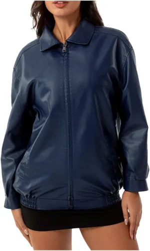Winter Workout Jackets for Women Windbreaker Jacket Full Zip Up Long Sleeve Casual Fashion Outwear Leather Athletic