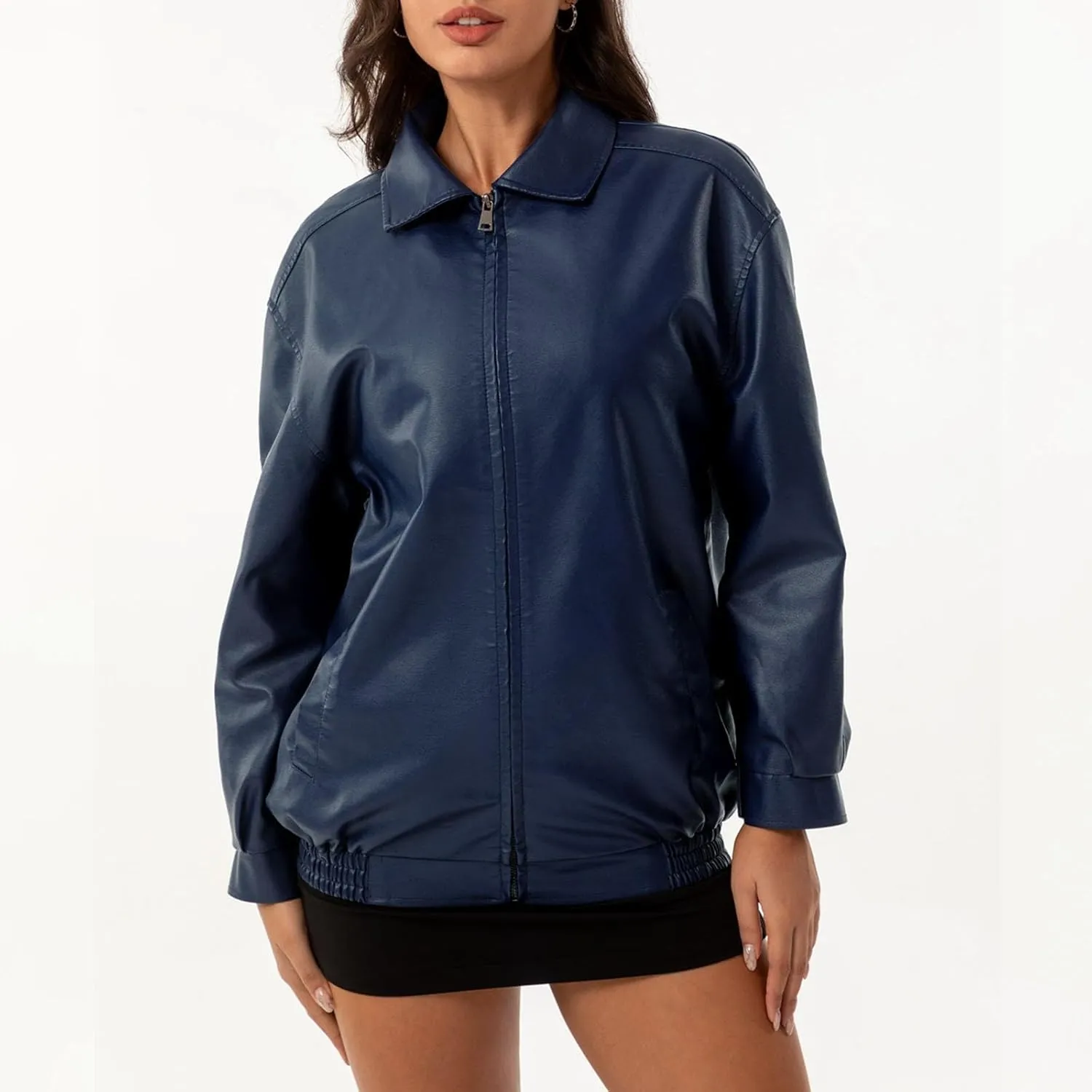 Winter Workout Jackets for Women Windbreaker Jacket Full Zip Up Long Sleeve Casual Fashion Outwear Leather Athletic