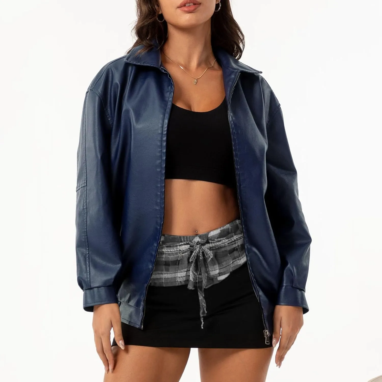 Winter Workout Jackets for Women Windbreaker Jacket Full Zip Up Long Sleeve Casual Fashion Outwear Leather Athletic