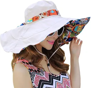WITERY Floppy Summer UPF50  Foldable Sun Beach Hats Accessories Wide Brim for Women