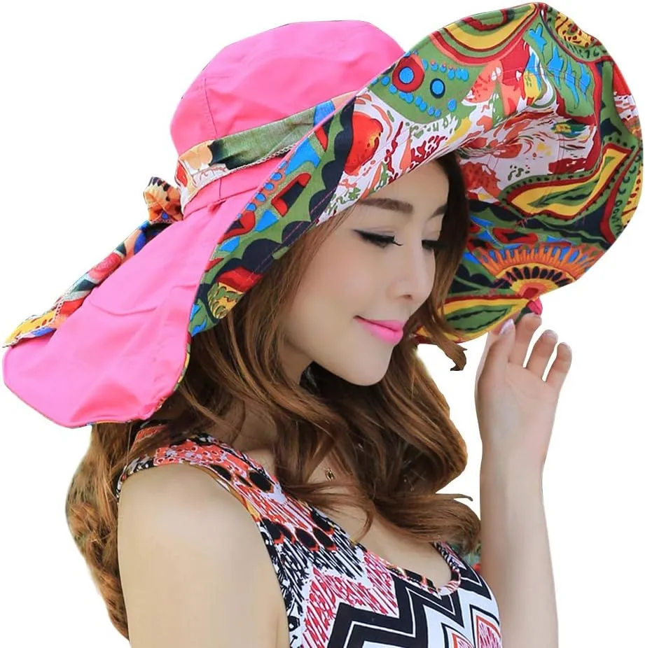 WITERY Floppy Summer UPF50  Foldable Sun Beach Hats Accessories Wide Brim for Women