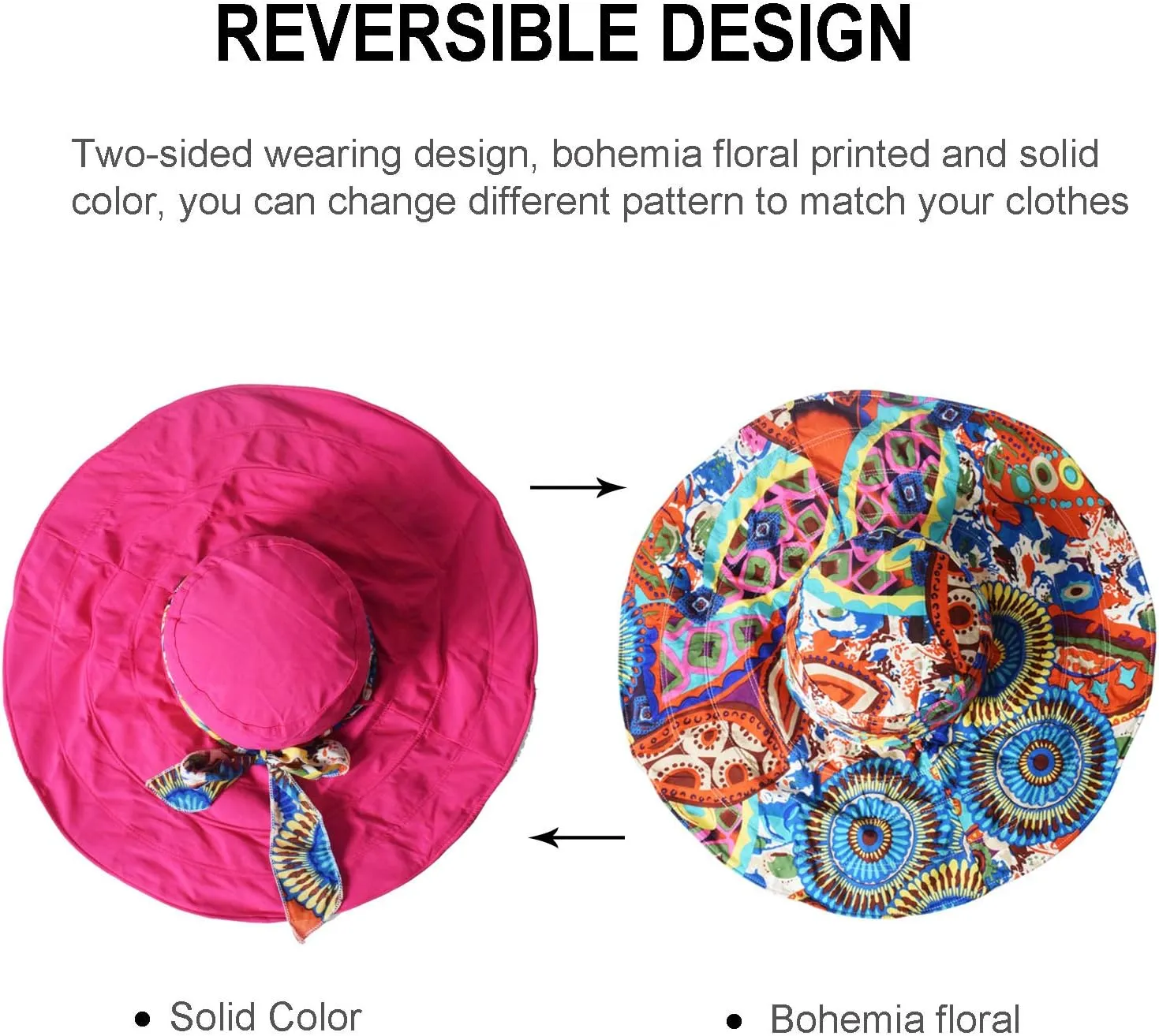 WITERY Floppy Summer UPF50  Foldable Sun Beach Hats Accessories Wide Brim for Women