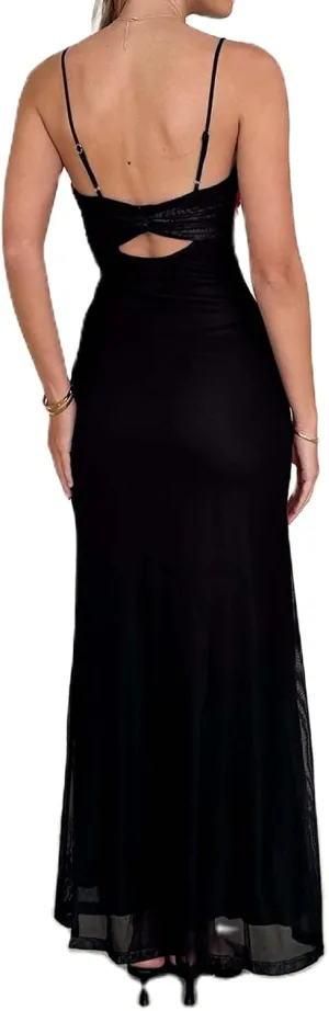 Women Boho Floral Backless Maxi Dress Y2K Spaghetti Strap Sleeveless Bodycon Long Dress Sexy Going Out Sundress